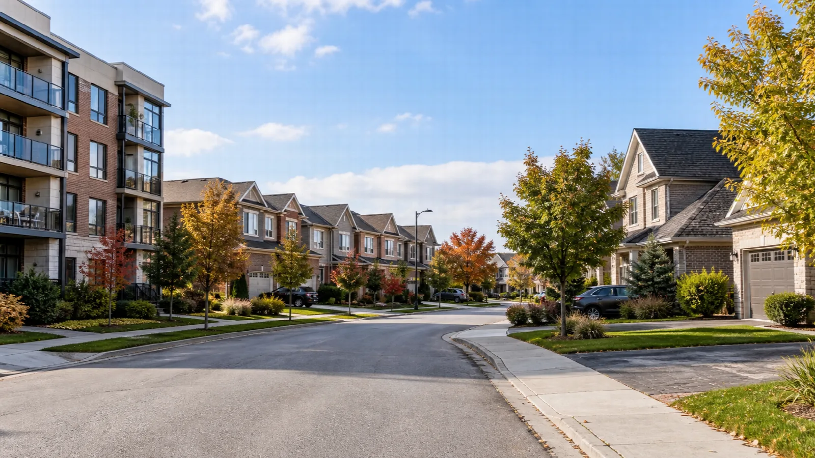 Different residential housing styles in an Ontario neighbourhood